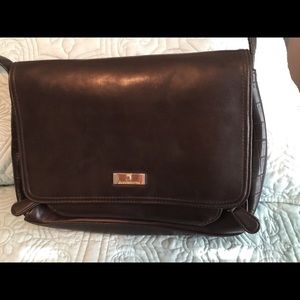 Beautiful brown leather purse with croc embossing
